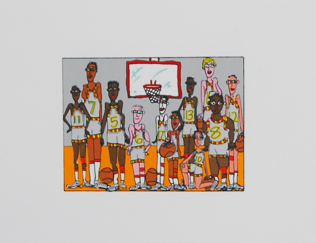 James Rizzi   Basketball gray   Farblithografie   2D